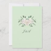 Weiße und grüne Boho-Blumenhochzeit Einladung (Rückseite)