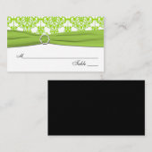 Weiße und grüne Damasplatinen Platzkarte (Vorne/Hinten)