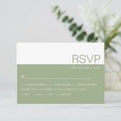 Weiße und grüne Farbblockade, kichkische Hochzeit RSVP Karte (Stehend Vorderseite)