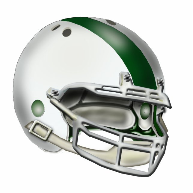 Weiße und grüne Football-Helm-Verzierung Fotoskulptur Ornament (Vorne)