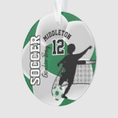 Weiße und grüne Fußball-Goalie-Junge Ornament (Vorderseite)