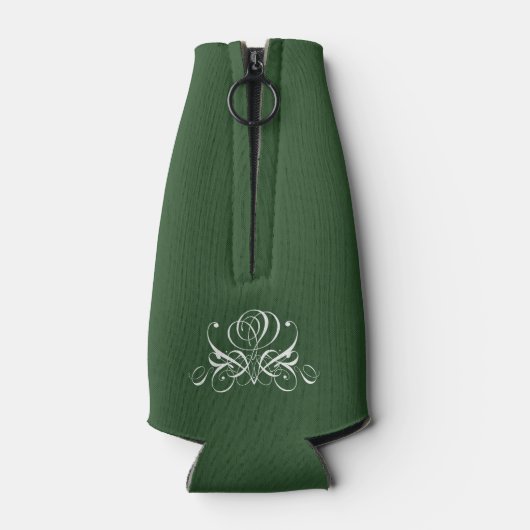 Weiße und grüne Geblüht Rose Flaschenkühler (Rückseite)