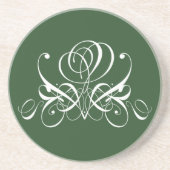 Weiße und grüne Geblüht Rose Getränkeuntersetzer (Vorne)