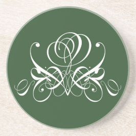 Weiße und grüne Geblüht Rose Getränkeuntersetzer