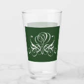 Weiße und grüne Geblüht Rose Glas (Vorderseite)