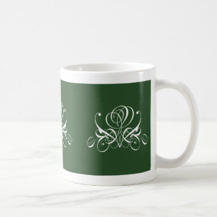 Weiße und grüne Geblüht Rose Kaffeetasse