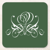 Weiße und grüne Geblüht Rose Rechteckiger Pappuntersetzer (Vorderseite)