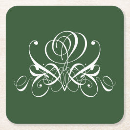 Weiße und grüne Geblüht Rose Rechteckiger Pappuntersetzer