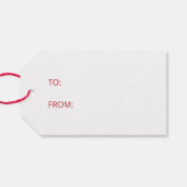 Weiße und grüne Geschenkboxen mit Weihnachtsmannmü Geschenkanhänger (Rückseite Horizontal)