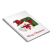 Weiße und grüne Geschenkboxen mit Weihnachtsmannmü Notizblock (Rechte Seite)
