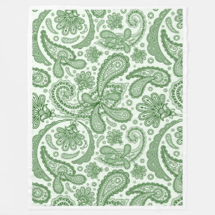 Weiße und grüne Girl-Vintage Blütenpalisley Fleecedecke
