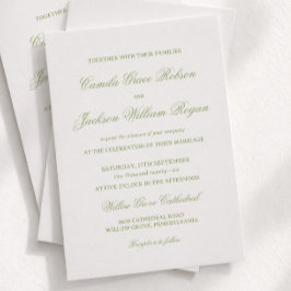 Weiße und grüne Hochzeit Einladung