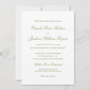 Weiße und grüne Hochzeit Einladung
