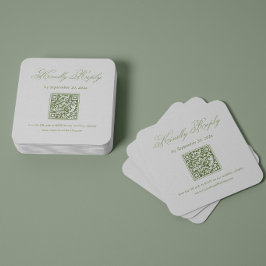 Weiße und grüne Hochzeits-RSVP-Qr-Code Begleitkarte