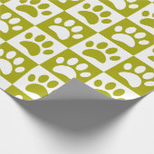 Weiße und grüne Hundepacken in quadratischen Quadr Geschenkpapier (Ecke)