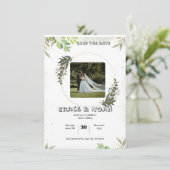 Weiße und grüne Illustration Einladung (Stehend Vorderseite)