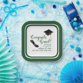 Weiße und grüne Klasse 2025 Abschluss Pappteller (Party)