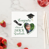 Weiße und grüne Klasse 2025 Abschluss Serviette (Beispiel)