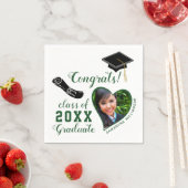 Weiße und grüne Klasse 2025 Glückwunsch Abschluss Serviette (Beispiel)