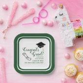 Weiße und grüne Klasse 2025 Glückwunsch Grad Pappteller (Party)