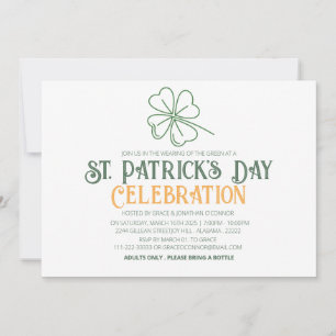 Weiße und grüne Kleeblatt-St.-Patricks-Tag-Party Einladung