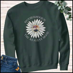 Weiße und grüne lustige Mutter-Zitat 1 Foto-Blume Sweatshirt