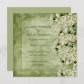 Weiße und grüne Nelken Save the Date (Vorne/Hinten)