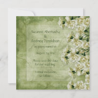 Weiße und grüne Nelken Save the Date