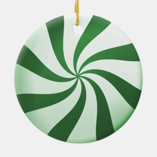 Weiße und grüne Pfefferminzbonbons Keramik Ornament (Hinten)
