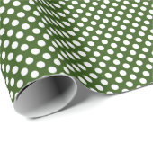 Weiße und grüne Polka-Punkte Geschenkpapier (Rolleneckpunkt)