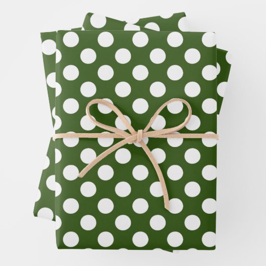 Weiße und grüne Polka-Punkte Geschenkpapier Set (Beispiel)
