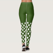 Weiße und grüne Polka-Punkte Leggings (Rückseite)