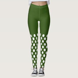 Weiße und grüne Polka-Punkte Leggings