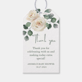 Weiße und grüne Rose Vielen Dank Geschenkanhänger