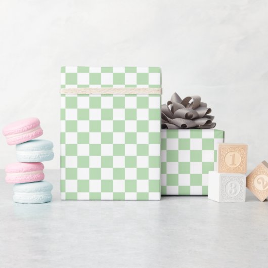 Weiße und grüne Schachbrett-Wrap-Rolle Geschenkpapier (Babyparty)