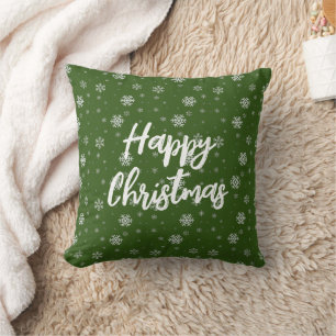 Weiße und grüne Schneeflocken Weihnachten Kissen