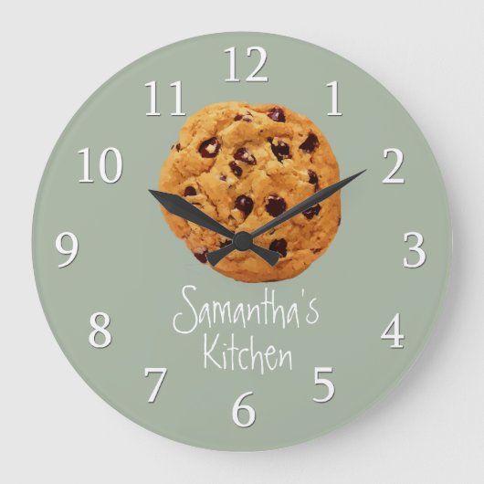 Weiße und grüne Schokolade Chip Küche Große Wanduhr (Vorderseite)