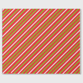 Weiße und grüne Streifen auf RED Christmas Geschenkpapier (Flach)