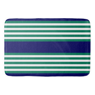 Weiße und grüne Streifen mit marineblau Badematte