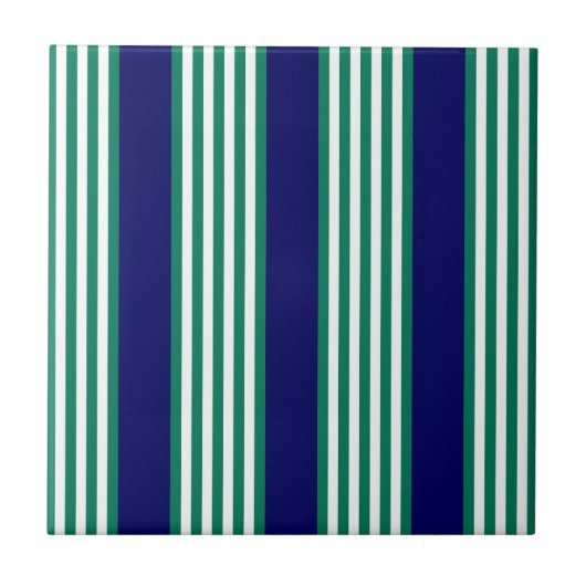 Weiße und grüne Streifen mit marineblau Fliese (Vorderseite)