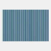 Weiße und grüne Streifen mit marineblau Geschenkpapier Set (Vorderseite 3)