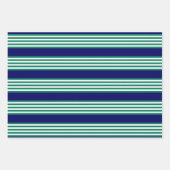 Weiße und grüne Streifen mit marineblau Geschenkpapier Set (Vorderseite)