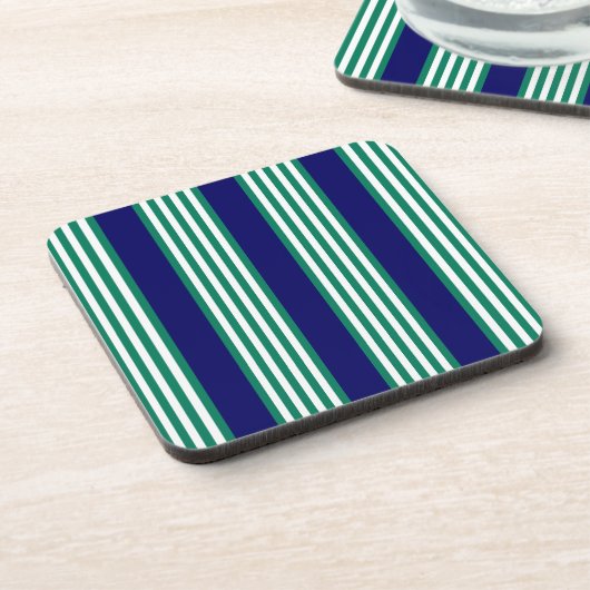 Weiße und grüne Streifen mit marineblau Getränkeuntersetzer (Linke Seite)