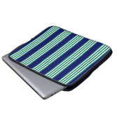 Weiße und grüne Streifen mit marineblau Laptopschutzhülle (Vorne Knopf)