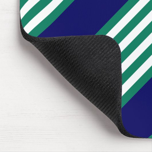 Weiße und grüne Streifen mit marineblau Mousepad (Ecke)