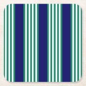 Weiße und grüne Streifen mit marineblau Rechteckiger Pappuntersetzer (Vorderseite)