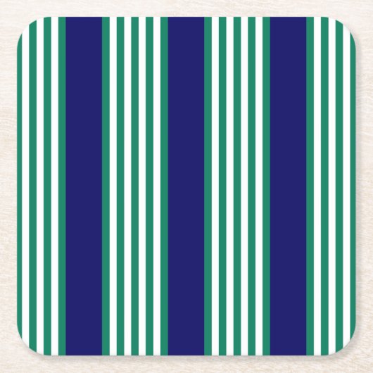 Weiße und grüne Streifen mit marineblau Rechteckiger Pappuntersetzer (Vorderseite)