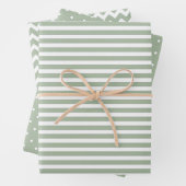 Weiße und grüne Streifen Polka Dot Zickzack Geschenkpapier Set (Beispiel)