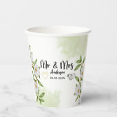 Weiße und grüne Wasserfarbe Pappbecher (Vorderseite)