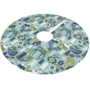 Weiße und grüne Weihnachtssymbole Muster Polyester Weihnachtsbaumdecke